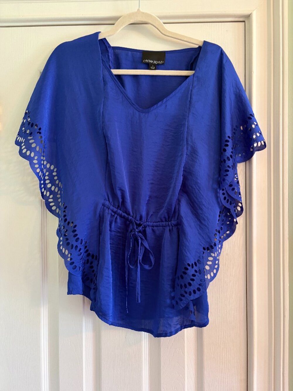 Ladies Royal Blue Cynthia Rowley Small Detailed Blouse